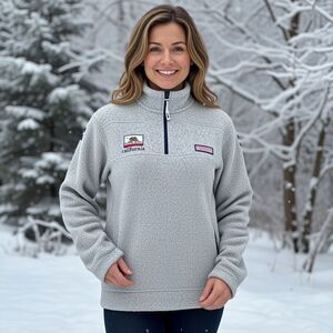 Vineyard Vines California Patch Quarter Zip Sherpa Jacket Coat Shirt Size S